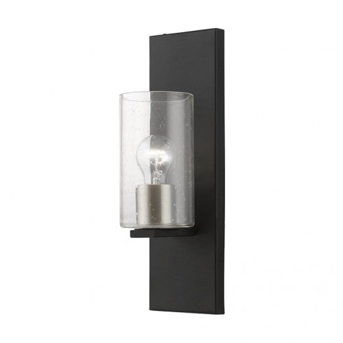 Outdoor Landscape Lighting LED 12V Low Voltage Zurich Outdoor 1 E26 Medium Base Light Bulb Socket Outdoor Wall Sconce 4.5"x15" Light Black with Brushed Nickel Accents Wall Sconce Stainless Steel and Clear Glass 120V for Garden, Exterior and Patio 18471-04