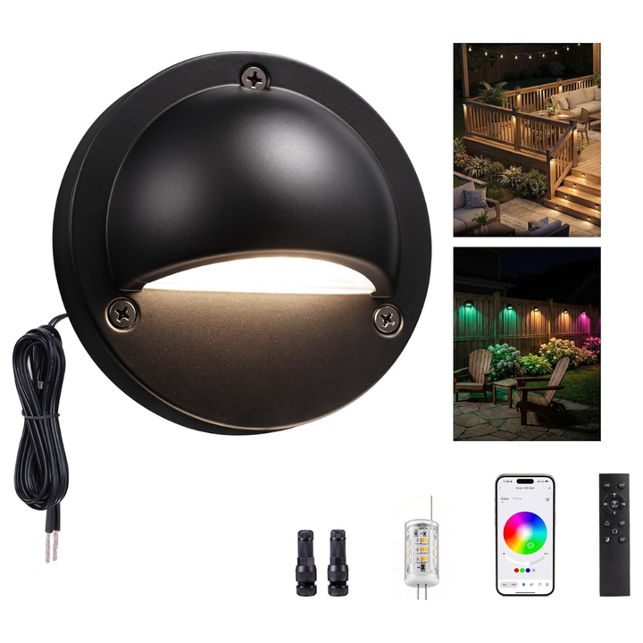 Outdoor Landscape Lighting LED 12V Low Voltage STRA01 3W Bluetooth Smart G4 RGBCW LED 2700K-6000K 12V Low Voltage LED Outdoor Step Deck Lights, Step Horizontal Patio Landscape Lights with Remote Control