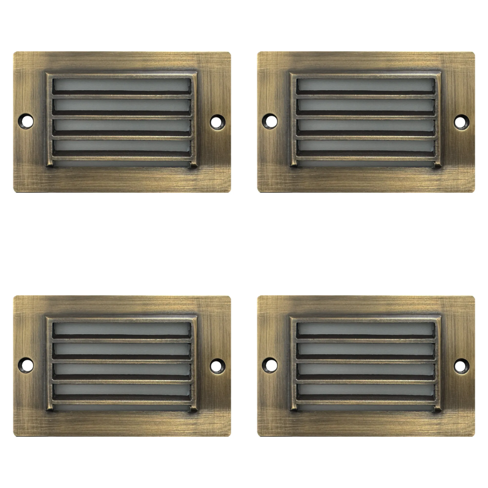 Outdoor Landscape Lighting LED 12V Low Voltage STB07 4x/8x/12x Package 2W LED 4.5" Surface Mounted Horizontal Outdoor & Indoor Brass Step Light 12V Low Voltage