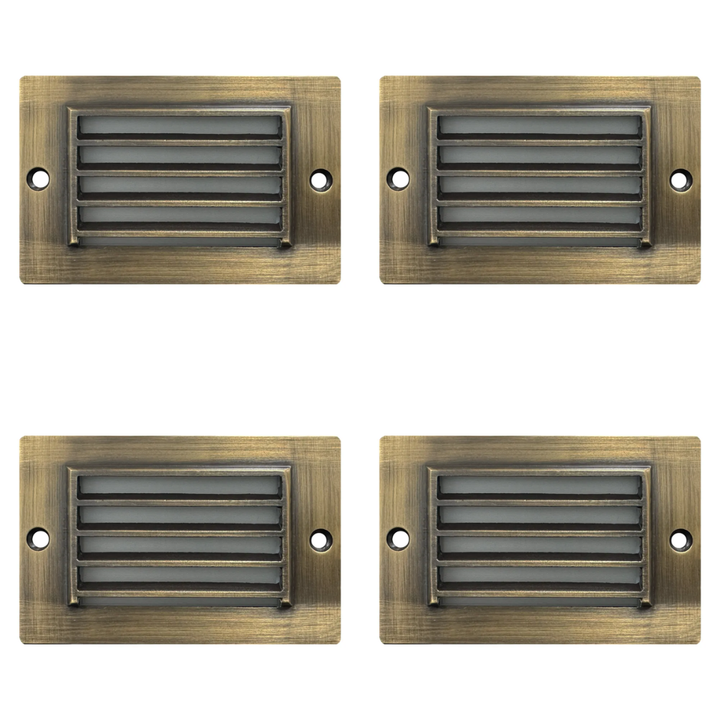 Outdoor Landscape Lighting LED 12V Low Voltage STB07 4x/8x/12x Package 2W LED 4.5" Surface Mounted Horizontal Outdoor & Indoor Brass Step Light 12V Low Voltage