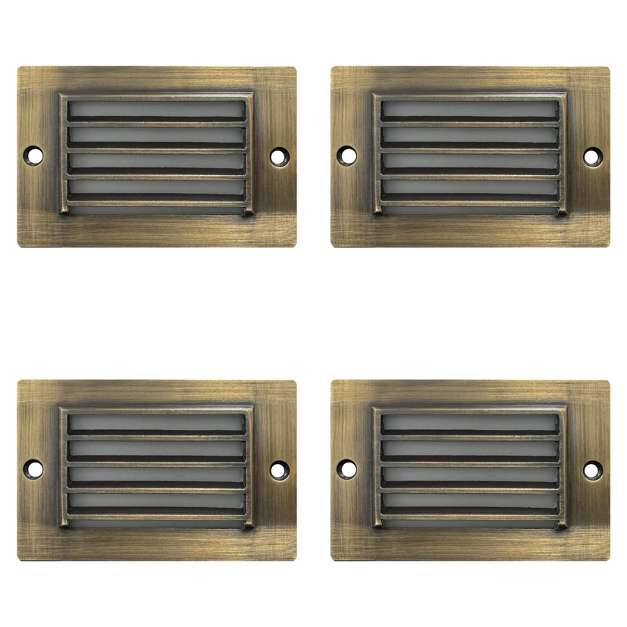 Outdoor Landscape Lighting LED 12V Low Voltage STB07 4x/8x/12x Package 2W LED 4.5" Surface Mounted Horizontal Outdoor & Indoor Brass Step Light 12V Low Voltage