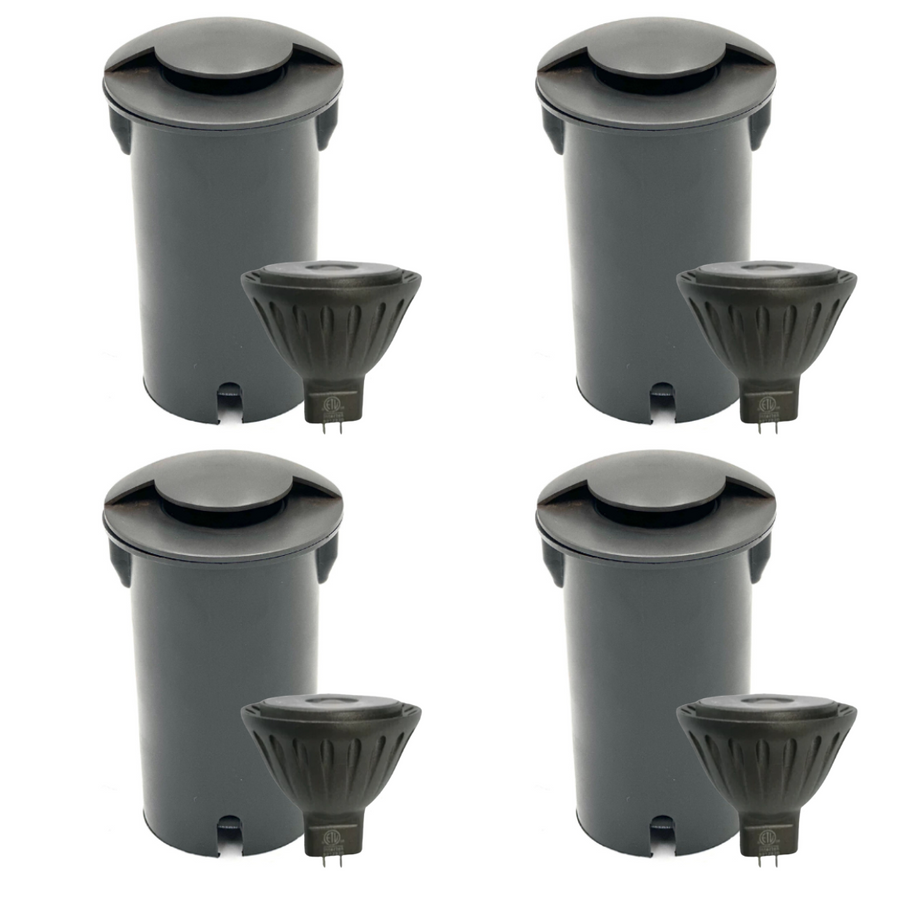 Outdoor Landscape Lighting LED 12V Low Voltage UNBP03 Stel-Path Black In-Ground Well Light 4x/8x/12x MR16 4W Dimmable 2700K Package Low Voltage Outdoor Lighting 4 Pack