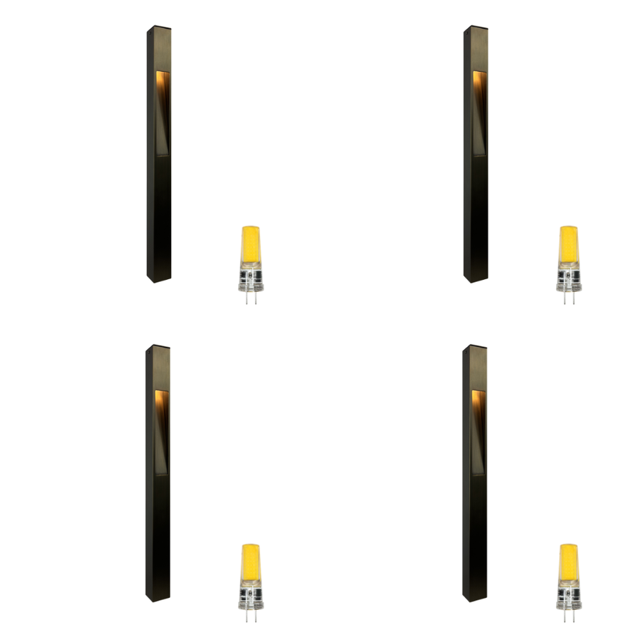 Outdoor Landscape Lighting LED 12V Low Voltage PLB29 4x/8x/12x Package Outdoor Square Bollard Garden Pathway Light | 12V Low Voltage Brass Path Light with G4 3W 3000K Bulb 4 Pack