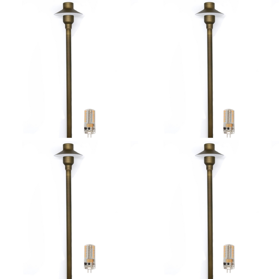 Outdoor Landscape Lighting LED 12V Low Voltage BPLP09 Tulay SH 18" Antique Brass Path Light 4x/8x/12x G4 2W Dimmable 2700K Package Low Voltage Outdoor Lighting 4 Pack
