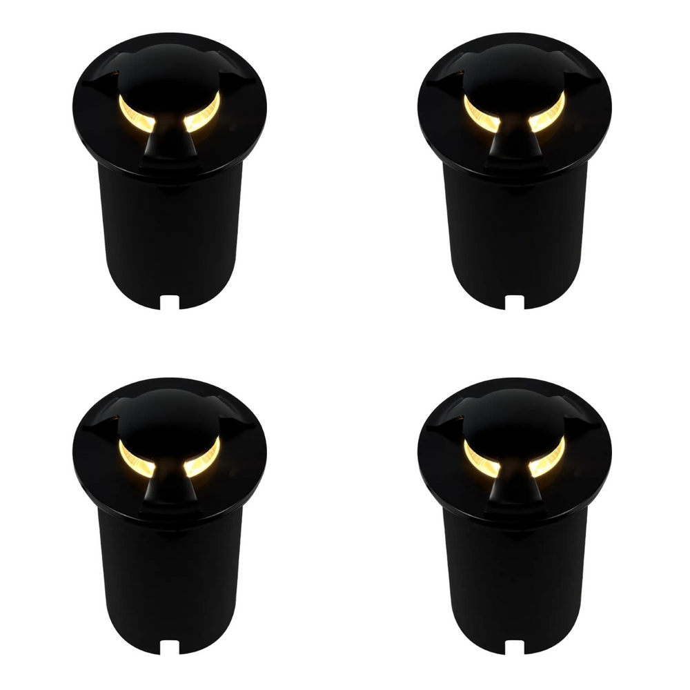 Outdoor Landscape Lighting LED 12V Low Voltage UNS05 4x/8x/12x Package Stainless Steel Tri Directional Three Slit In-Ground 12V Low Voltage LED In Ground Landscape Lighting with MR16 5W 3000K Bulb 4 Pack Black