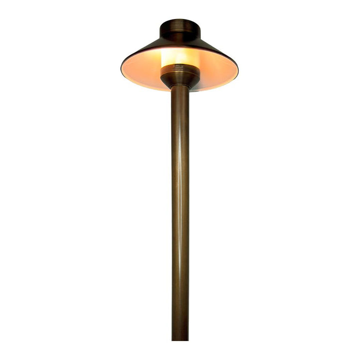 Outdoor Landscape Lighting LED 12V Low Voltage PLB02 Frosted Lens Cast Brass Path Light | 12V Low Voltage Landscape Light Lamp Ready G4 Socket Natural Brass