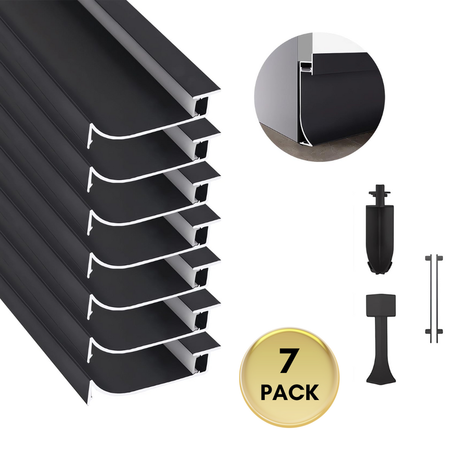Outdoor Landscape Lighting LED 12V Low Voltage AC14 Skirting Board Black Aluminum Channel with White Frosted Plastic Cover 3.3FT/1M For Max Inner 10.7mm Width LED Strip Lights Pack of 7/10/20 7 Pack of 3.3ft (1M)