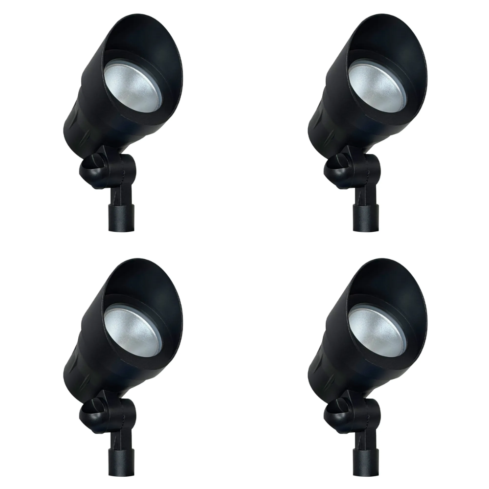 Outdoor Landscape Lighting LED 12V Low Voltage CD45 4x/8x/12x Package 12V Low Voltage Black 3000K Warm White Integrated LED Directional Up Light Outdoor Aluminum Spotlight 4 Pack