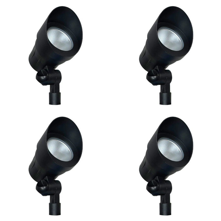 Outdoor Landscape Lighting LED 12V Low Voltage CD45 4x/8x/12x Package 12V Low Voltage Black 3000K Warm White Integrated LED Directional Up Light Outdoor Aluminum Spotlight 4 Pack