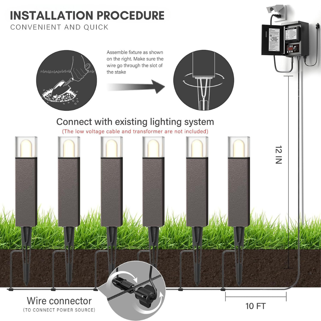 Outdoor Landscape Lighting LED 12V Low Voltage ALP51 8-Pack LED Landscape Pathway Lights Package, 2700K 2W Low Voltage 12V AC Bronze Bollard Outdoor Landscape Lighting