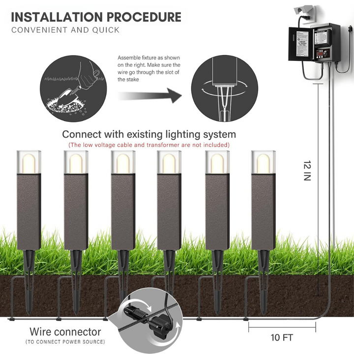 Outdoor Landscape Lighting LED 12V Low Voltage ALP51 8-Pack LED Landscape Pathway Lights Package, 2700K 2W Low Voltage 12V AC Bronze Bollard Outdoor Landscape Lighting