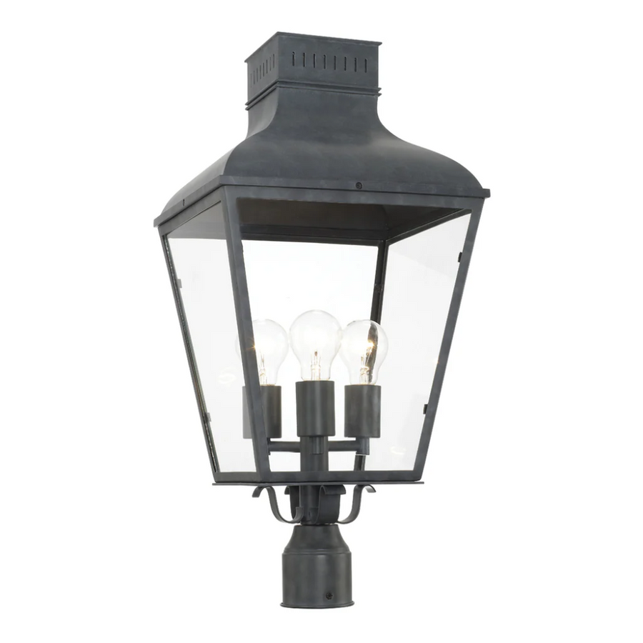 Outdoor Landscape Lighting LED 12V Low Voltage Dumont 3 Light Outdoor Post Light 12"x25" Stainless Steel and Glass Graphite Finish 120V 3 E12 Candelabra Base LED Bulb Sockets Casual Farmhouse Lantern for Patio, Garden, Exterior Posts