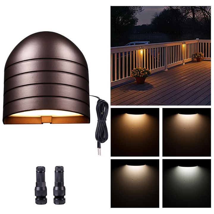 Outdoor Landscape Lighting LED 12V Low Voltage DLA08 5W 250LM Low Voltage 12V-24V 5CCT 2700K/3000K/3500K/4000K/5000K Integrated LED Outdoor Fence Deck Down Light Package, Step Patio Landscape Lights 1 Pack Bronze
