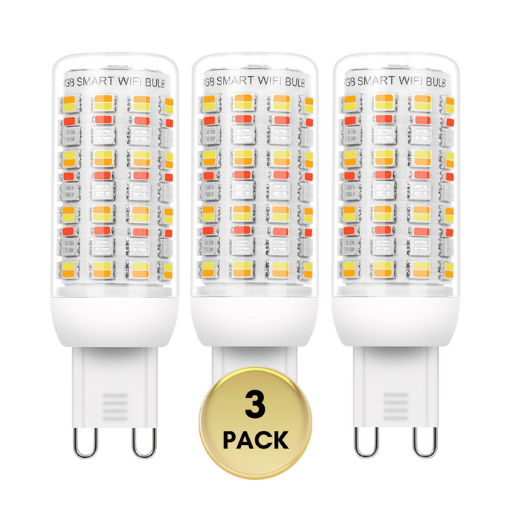 Outdoor Landscape Lighting LED 12V Low Voltage RGBCW G9 4W Smart WI-FI Control LED Light Bulb 2/3 Pack, Energy Saving RGBCW Color Changing 2700K-6500K High Voltage 120V Outdoor LED Bulb Compatible with Alexa and Google Assistant 3 Pack Clear
