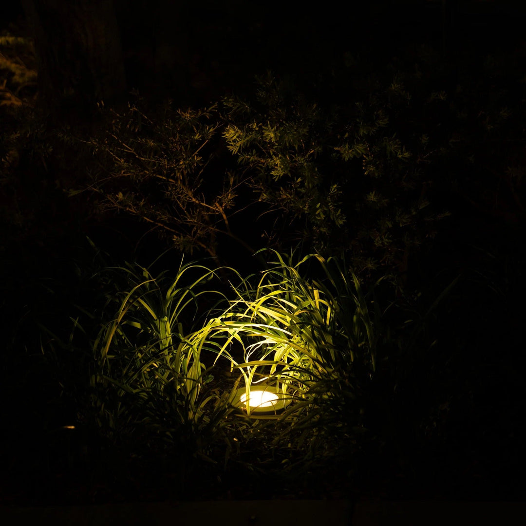 Outdoor Landscape Lighting LED 12V Low Voltage UNAL03 Essential Pebble Gray Aluminum Round Surface Mount Up Lighting Integrated 3000K LED In-Ground Well Light Low Voltage Landscape Lighting