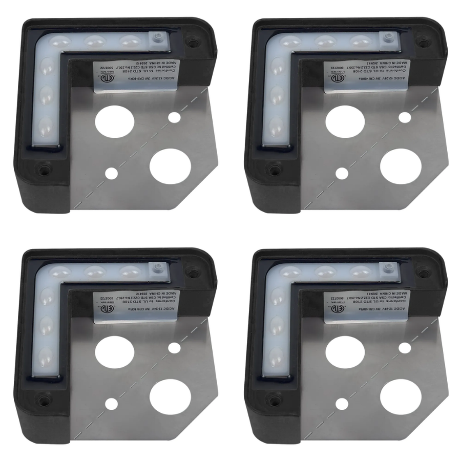 Outdoor Landscape Lighting LED 12V Low Voltage STB23 4x/8x/12x Package 3W 5CCT Cast Aluminum LED Corner L-Shaped Edge Step Light with Stainless Steel Bracket 12V Low Voltage Landscape Lighting 4 Pack
