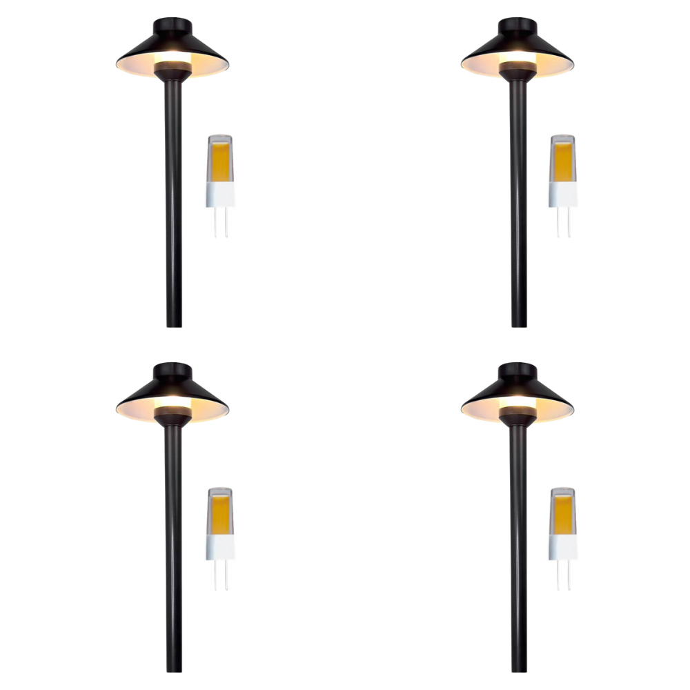 Outdoor Landscape Lighting LED 12V Low Voltage PLB02 Frosted Lens 4x/8x/12x Package Outdoor Garden Pathway Light | 12V Low Voltage Brass Path Light with G4 3W 3000K Bulb Black Brass 4 Pack