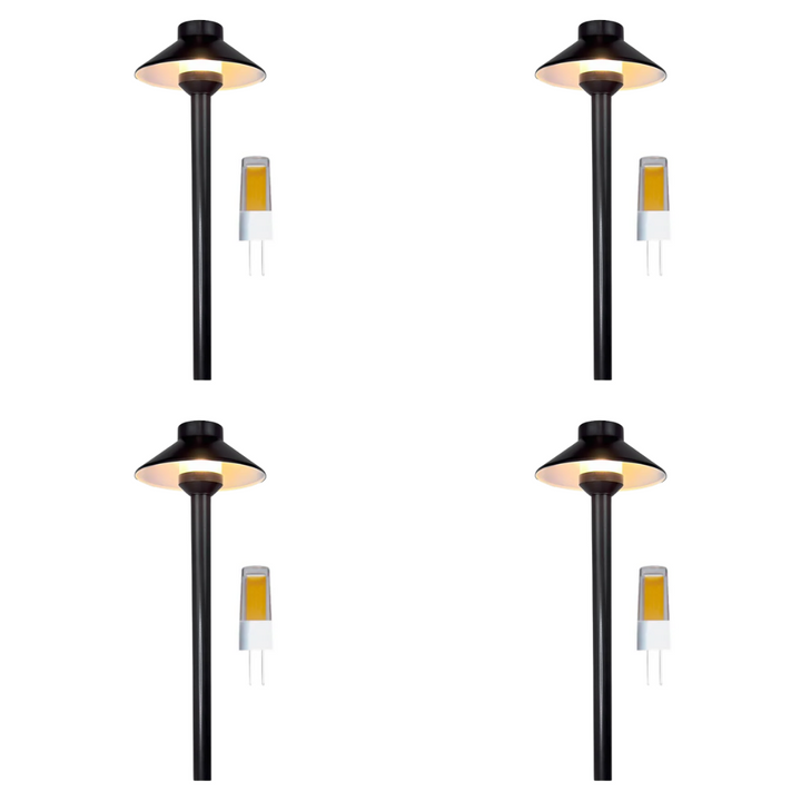 Outdoor Landscape Lighting LED 12V Low Voltage PLB02 Frosted Lens 4x/8x/12x Package Outdoor Garden Pathway Light | 12V Low Voltage Brass Path Light with G4 3W 3000K Bulb Black Brass 4 Pack