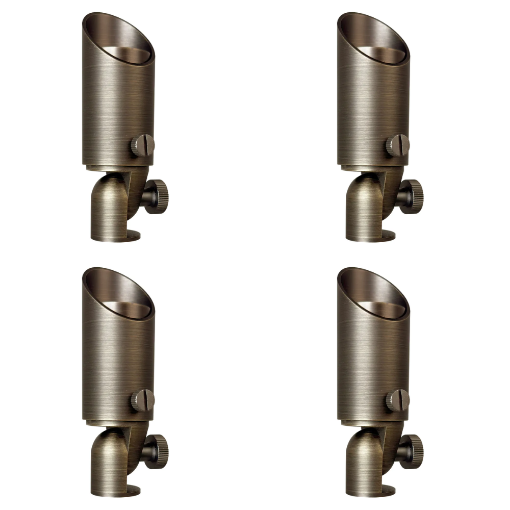 Outdoor Landscape Lighting LED 12V Low Voltage SPB08 4x/8x/12x Package 5W 3000K Warm White Integrated LED Brass Spotlight 12V Low Voltage Small Directional Bullet Light Outdoor Landscape 4 Pack Natural Brass