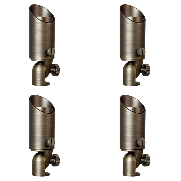 Outdoor Landscape Lighting LED 12V Low Voltage SPB08 4x/8x/12x Package 5W 3000K Warm White Integrated LED Brass Spotlight 12V Low Voltage Small Directional Bullet Light Outdoor Landscape 4 Pack Natural Brass