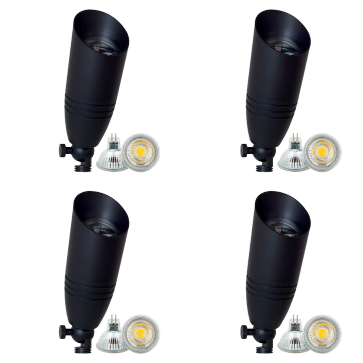 Outdoor Landscape Lighting LED 12V Low Voltage SPB06 4x/8x/12x Package 12V Low Voltage LED Outdoor Landscape Brass Spotlight with MR16 5W 3000K Bulb Black Brass 4 Pack