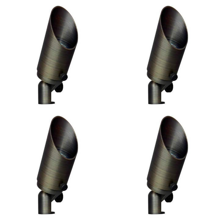 Outdoor Landscape Lighting LED 12V Low Voltage SPB10 4x/8x/12x Package 8W 3000K Warm White Integrated LED Brass Spotlight 12V Low Voltage Small Directional Bullet Light 4 Pack Natural Brass