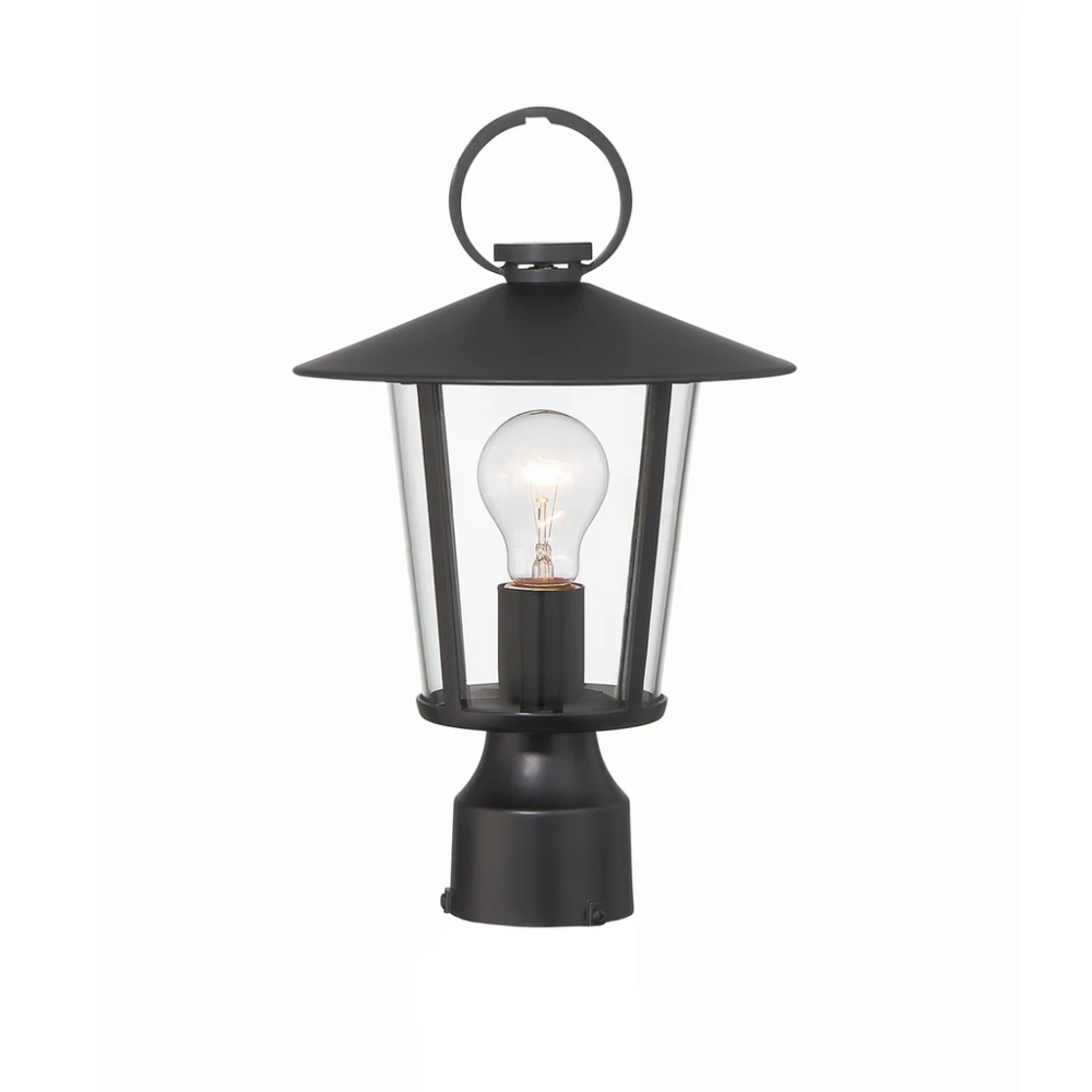 Outdoor Landscape Lighting LED 12V Low Voltage Andover 1 Light Outdoor Post Light 9"x14.5" Stainless Steel and Glass Matte Black Finish 120V 1 E26 Medium Base LED Bulb Sockets Casual Farmhouse Lantern for Patio, Garden, Exterior Posts
