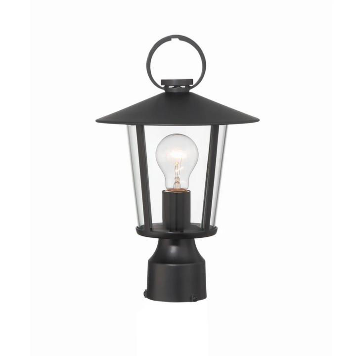 Outdoor Landscape Lighting LED 12V Low Voltage Andover 1 Light Outdoor Post Light 9"x14.5" Stainless Steel and Glass Matte Black Finish 120V 1 E26 Medium Base LED Bulb Sockets Casual Farmhouse Lantern for Patio, Garden, Exterior Posts