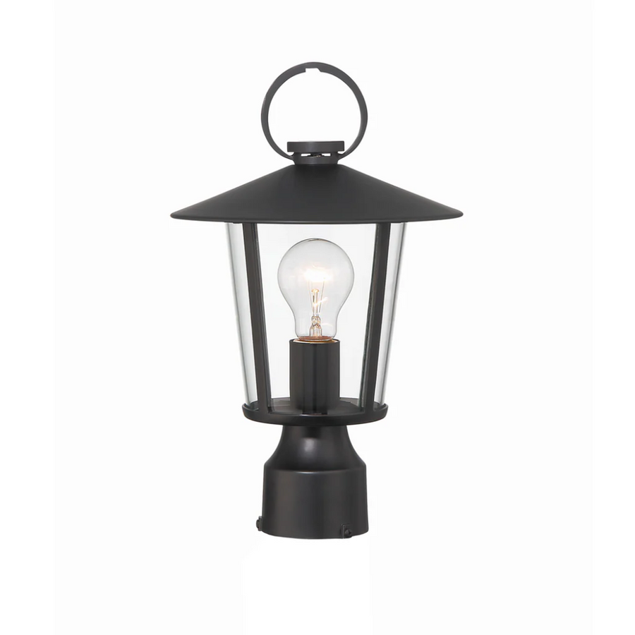 Outdoor Landscape Lighting LED 12V Low Voltage Andover 1 Light Outdoor Post Light 9"x14.5" Stainless Steel and Glass Matte Black Finish 120V 1 E26 Medium Base LED Bulb Sockets Casual Farmhouse Lantern for Patio, Garden, Exterior Posts