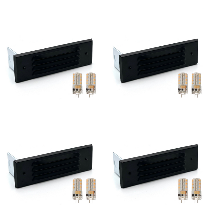 Outdoor Landscape Lighting LED 12V Low Voltage STBP03 Tulay Black Louvered Brass Step Light 4x/8x/12x G4 2W Dimmable 2700K Package Low Voltage Outdoor Lighting 4 Pack