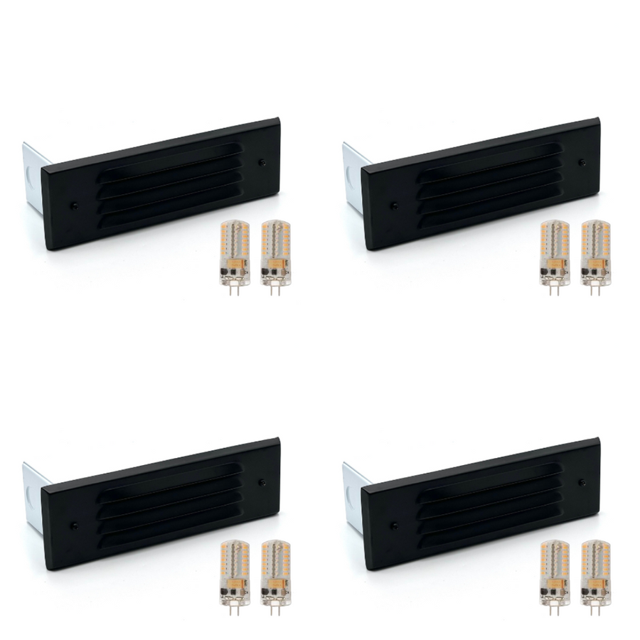 Outdoor Landscape Lighting LED 12V Low Voltage STBP03 Tulay Black Louvered Brass Step Light 4x/8x/12x G4 2W Dimmable 2700K Package Low Voltage Outdoor Lighting 4 Pack
