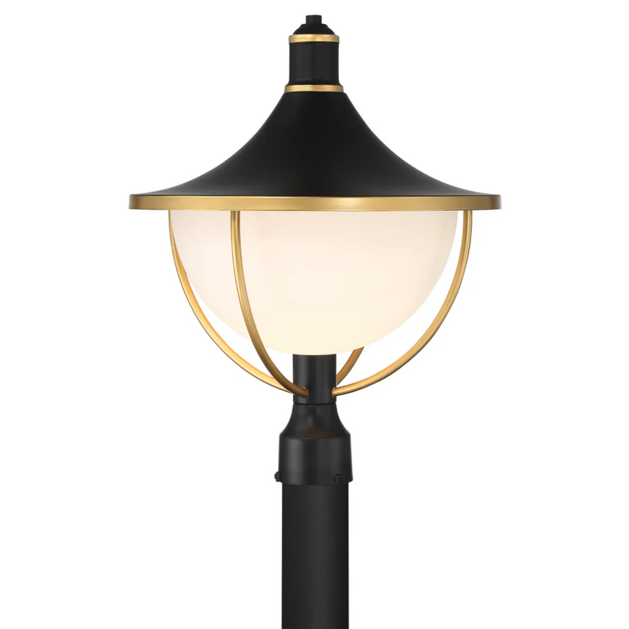 Outdoor Landscape Lighting LED 12V Low Voltage Atlas 1 Light Outdoor Post Light 16.5"x20.75" Stainless Steel and Glass Matte Black with Textured Gold Finish 120V 1 E26 Medium Base LED Bulb Sockets Casual Farmhouse Lantern for Patio, Garden, Exterior Posts