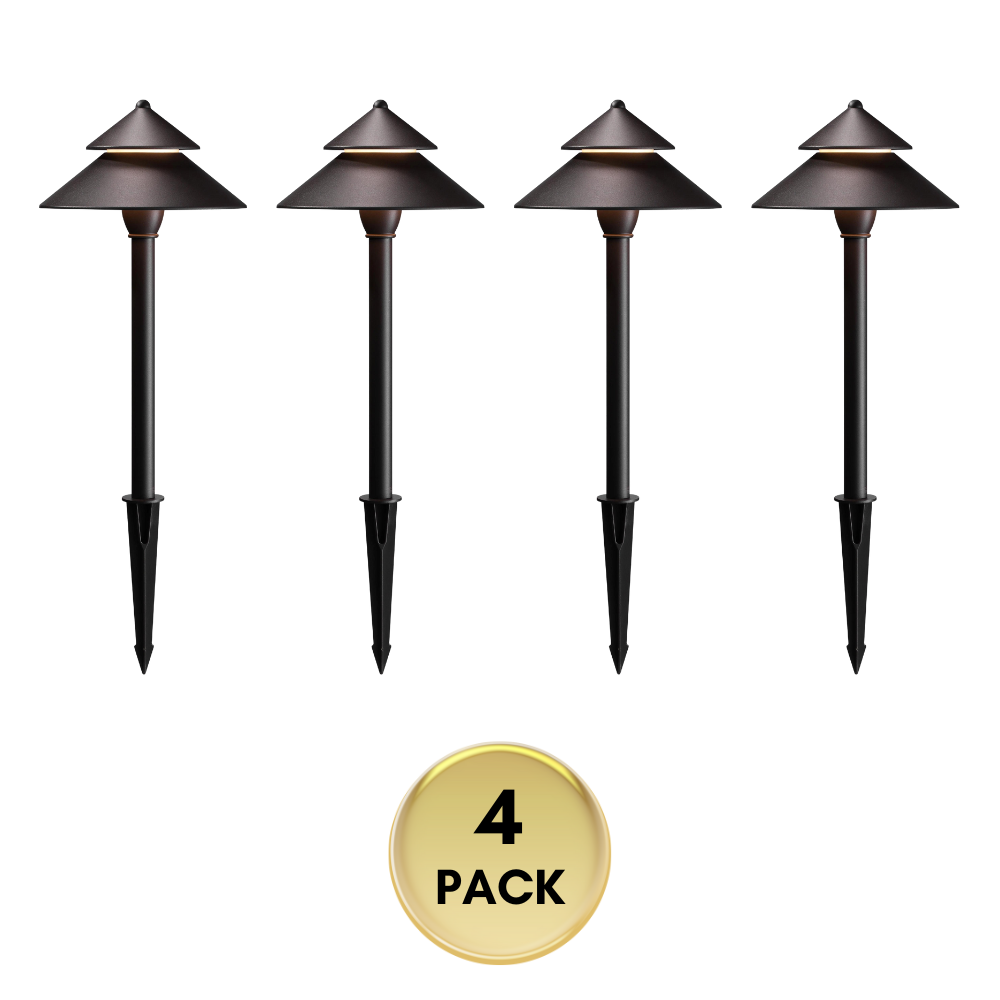 Outdoor Landscape Lighting LED 12V Low Voltage CDPAL01 Antico LED Aluminum Landscape Pathway Lights 3W 3000K 12-24V AC/DC Low Voltage Brown Mushroom Outdoor Landscape Lighting 4 Pack
