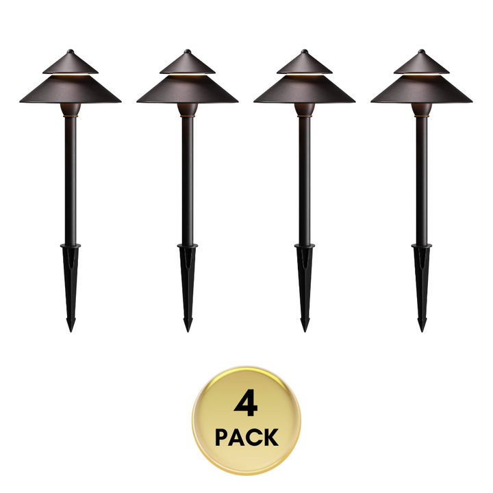 Outdoor Landscape Lighting LED 12V Low Voltage CDPAL01 Antico LED Aluminum Landscape Pathway Lights 3W 3000K 12-24V AC/DC Low Voltage Brown Mushroom Outdoor Landscape Lighting 4 Pack