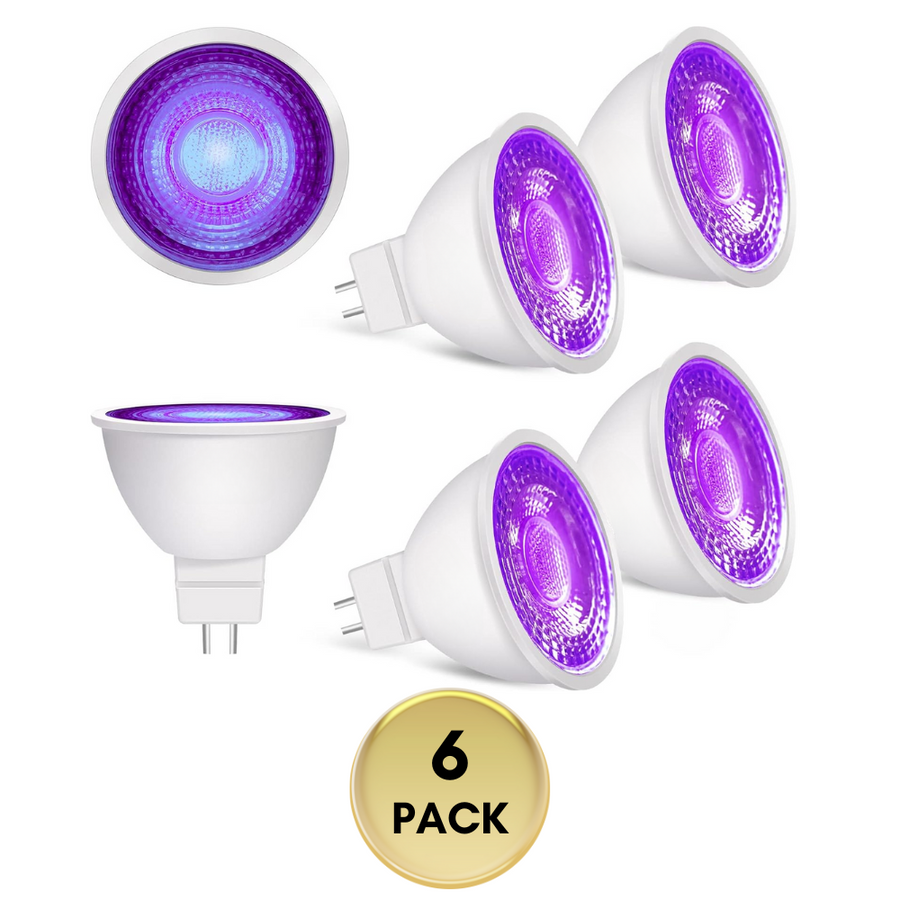 Outdoor Landscape Lighting LED 12V Low Voltage MR16 GU5.3 6-Pack 4W Purple LED Light Bulb, Energy Saving 12V Outdoor Holiday and Party Lighting