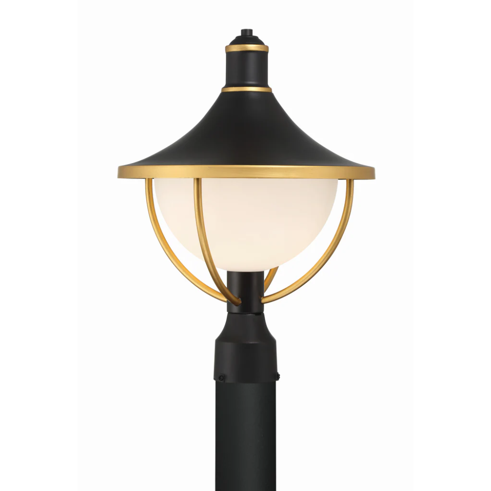 Outdoor Landscape Lighting LED 12V Low Voltage Atlas 1 Light Outdoor Post Light 13.5"x18.5" Stainless Steel and Glass Matte Black with Textured Gold Finish 120V 1 E26 Medium Base LED Bulb Sockets Casual Farmhouse Lantern for Patio, Garden, Exterior Posts