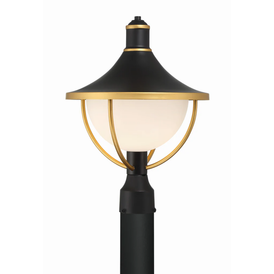 Outdoor Landscape Lighting LED 12V Low Voltage Atlas 1 Light Outdoor Post Light 13.5"x18.5" Stainless Steel and Glass Matte Black with Textured Gold Finish 120V 1 E26 Medium Base LED Bulb Sockets Casual Farmhouse Lantern for Patio, Garden, Exterior Posts