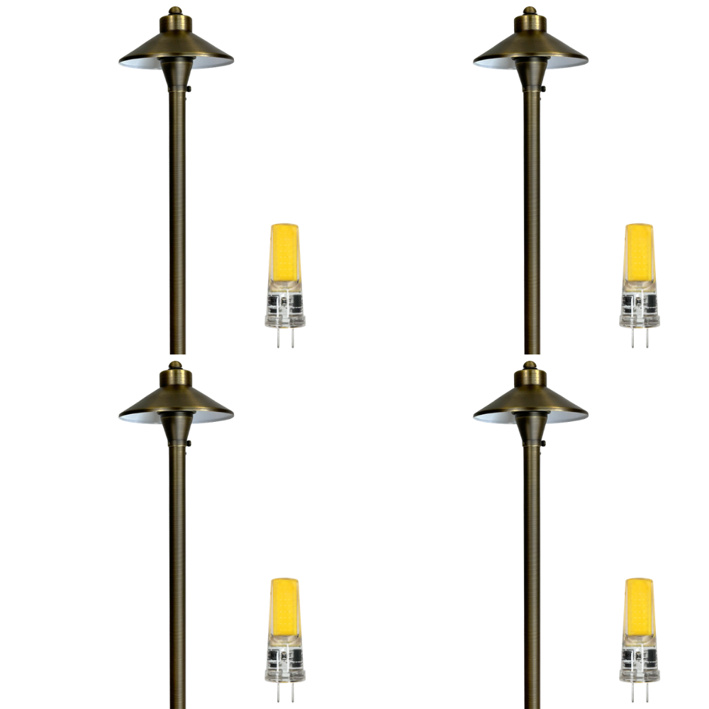 Outdoor Landscape Lighting LED 12V Low Voltage PLB03 4x/8x/12x Package LED 12V Low Voltage Brass Pathway Lights Outdoor Landscape Lighting Fixtures with G4 3W 3000K Bulb 4 Pack