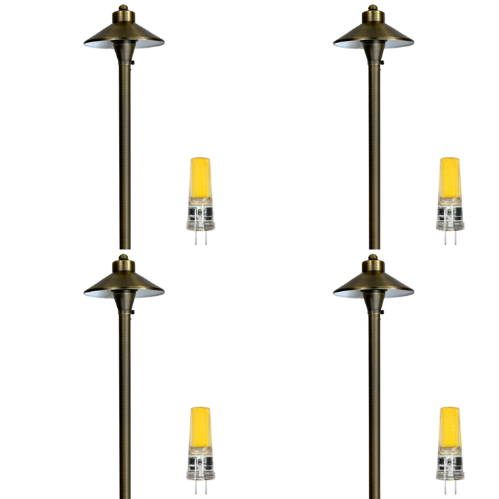 Outdoor Landscape Lighting LED 12V Low Voltage PLB03 4x/8x/12x Package LED 12V Low Voltage Brass Pathway Lights Outdoor Landscape Lighting Fixtures with G4 3W 3000K Bulb 4 Pack