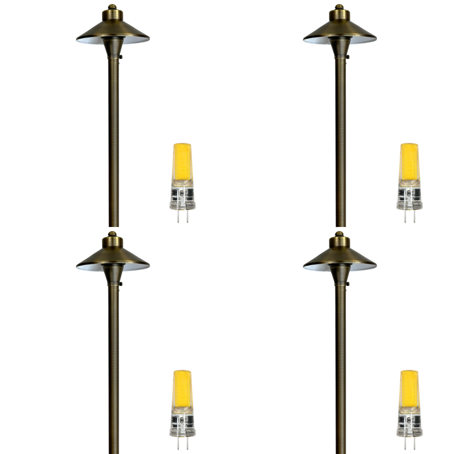 Outdoor Landscape Lighting LED 12V Low Voltage PLB03 4x/8x/12x Package LED 12V Low Voltage Brass Pathway Lights Outdoor Landscape Lighting Fixtures with G4 3W 3000K Bulb 4 Pack