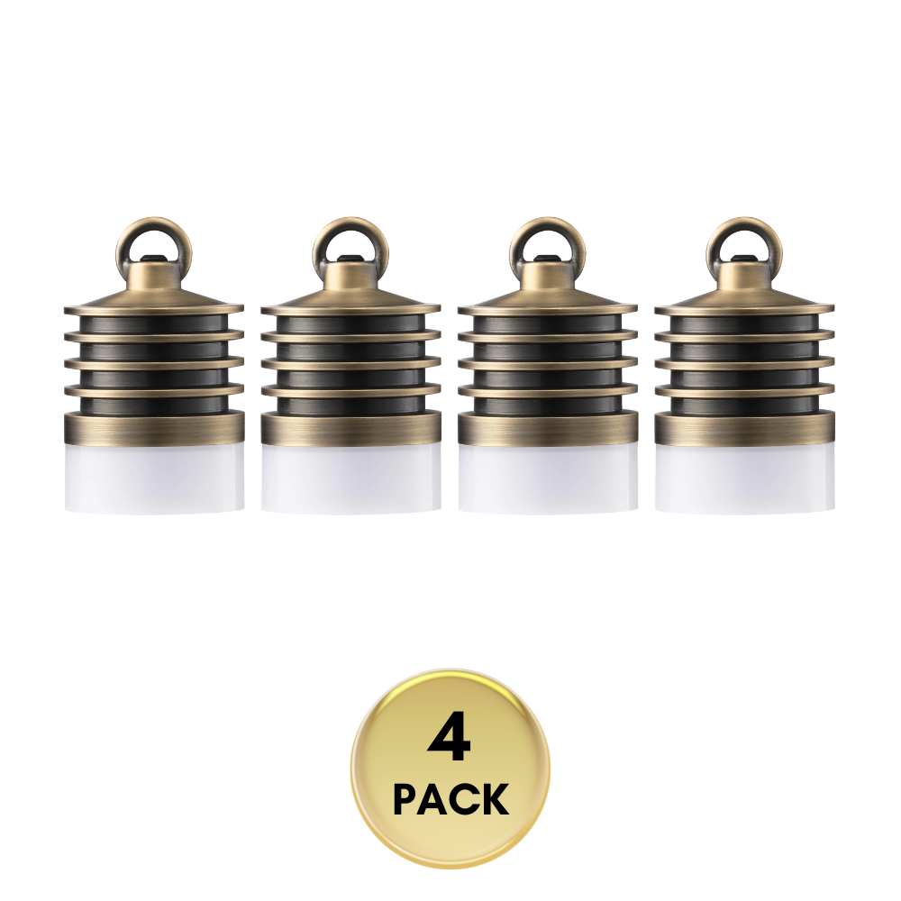 Outdoor Landscape Lighting LED 12V Low Voltage HLA01 Calvo Low Voltage Brass Yellow Cylinder Pendant 4.5W 2700K Integrated LED Aluminum Light Hanging Patio Light 4 Pack