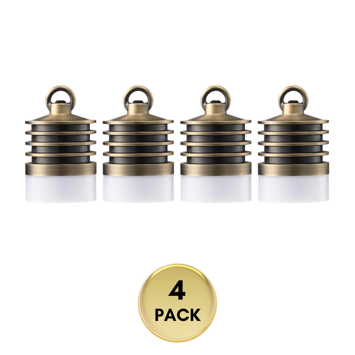 Outdoor Landscape Lighting LED 12V Low Voltage HLA01 Calvo Low Voltage Brass Yellow Cylinder Pendant 4.5W 2700K Integrated LED Aluminum Light Hanging Patio Light 4 Pack