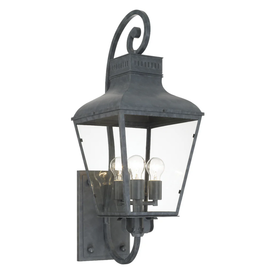 Outdoor Landscape Lighting LED 12V Low Voltage Dumont 3 Light Outdoor Sconce 12"x32.25" Stainless Steel and Clear Glass Graphite Metal Finish 120V 3 E26 Medium Base LED Bulb Socket for Patio, Garden, Exterior Walls