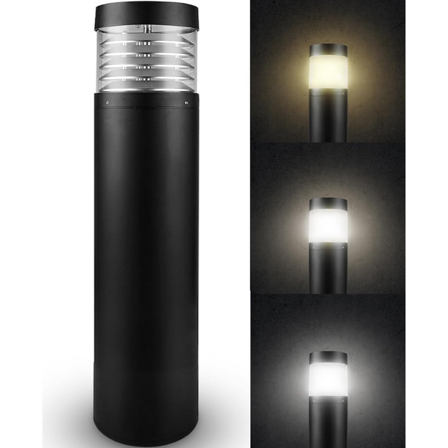 Outdoor Landscape Lighting LED 12V Low Voltage BPLA05 25" 120V 10W 3000K/4000K/5000K 3CCT 1000LM Black Aluminum Flat-Top Bollard Light Line Voltage Commercial Bollard Path Light Outdoor Lighting