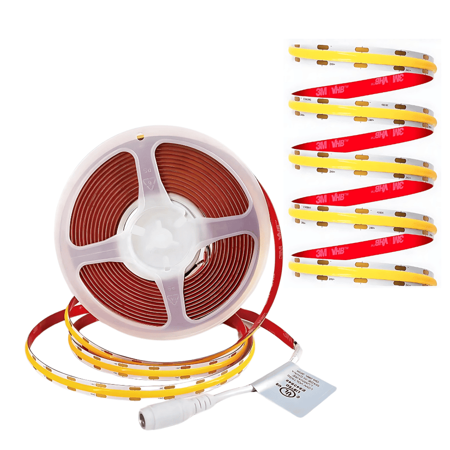 Outdoor Landscape Lighting LED 12V Low Voltage SLD24 Dotless Linear LED Dimmable, 5W/ft 16.4ft COB Strip Lights IP20 Low Voltage 10mm DC24V with Strong 3M VHB Adhesive Tape
