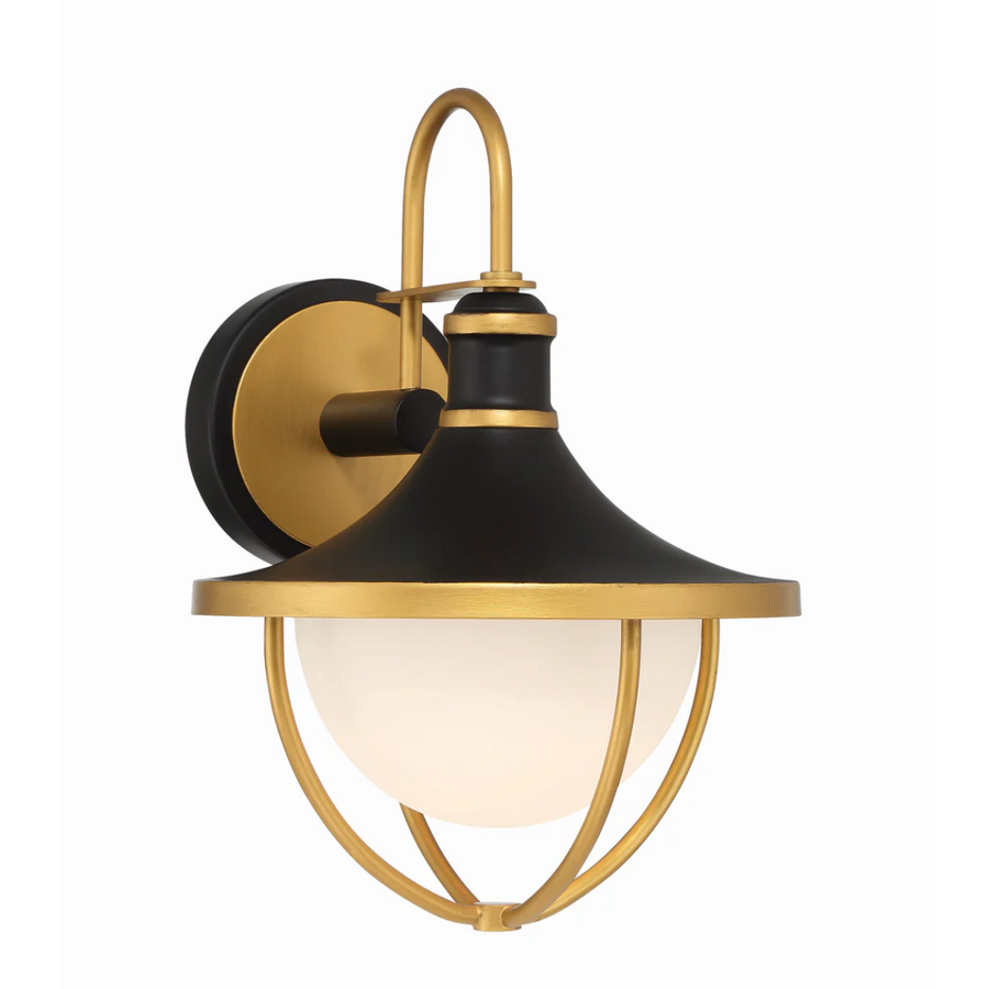 Outdoor Landscape Lighting LED 12V Low Voltage Atlas 1 Light Outdoor Sconce 9.75"x13.5" Stainless Steel and Glass Matte Black with Textured Gold Finish 120V 1 E26 Medium Base LED Bulb Socket for Patio, Garden, Exterior Walls