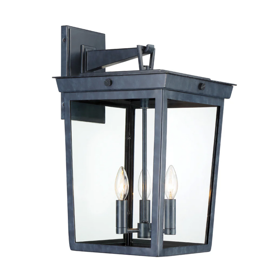 Outdoor Landscape Lighting LED 12V Low Voltage Belmont 3 Light Outdoor Sconce 12"x20" Stainless Steel and Clear Glass Graphite Metal Finish 120V 3 E12 Candelabra Base LED Bulb Socket for Patio, Garden, Exterior Walls