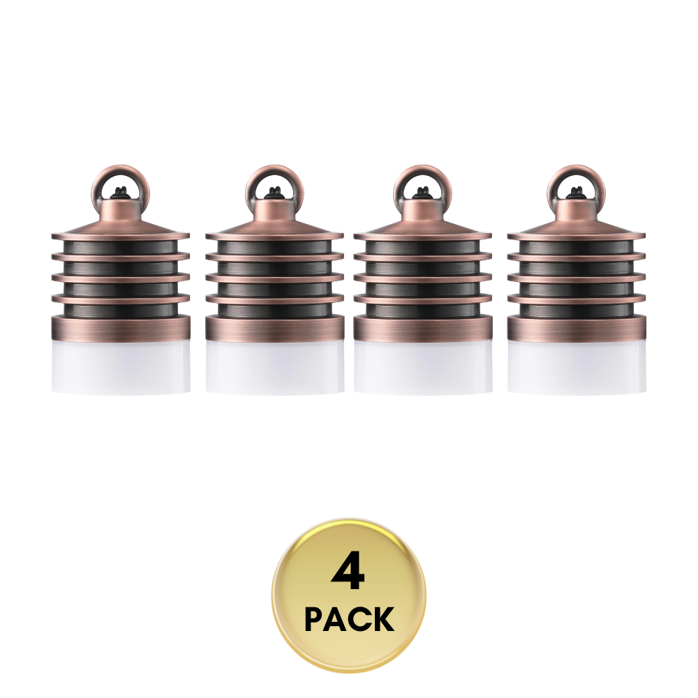 Outdoor Landscape Lighting LED 12V Low Voltage HLA03 Calvo Low Voltage Red Bronze Cylinder Pendant 4.5W 2700K Integrated LED Aluminum Light Hanging Patio Light 4 Pack