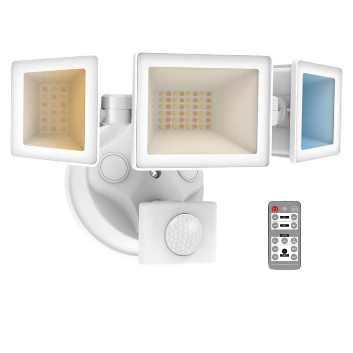 Outdoor Landscape Lighting LED 12V Low Voltage 40W Wired Outdoor LED Floodlight , 120V Remote-Operated Dimmable Adjustable 3000K-6000K Motion-Sensor Security Floodlight 4000LM, IP65 Waterproof White