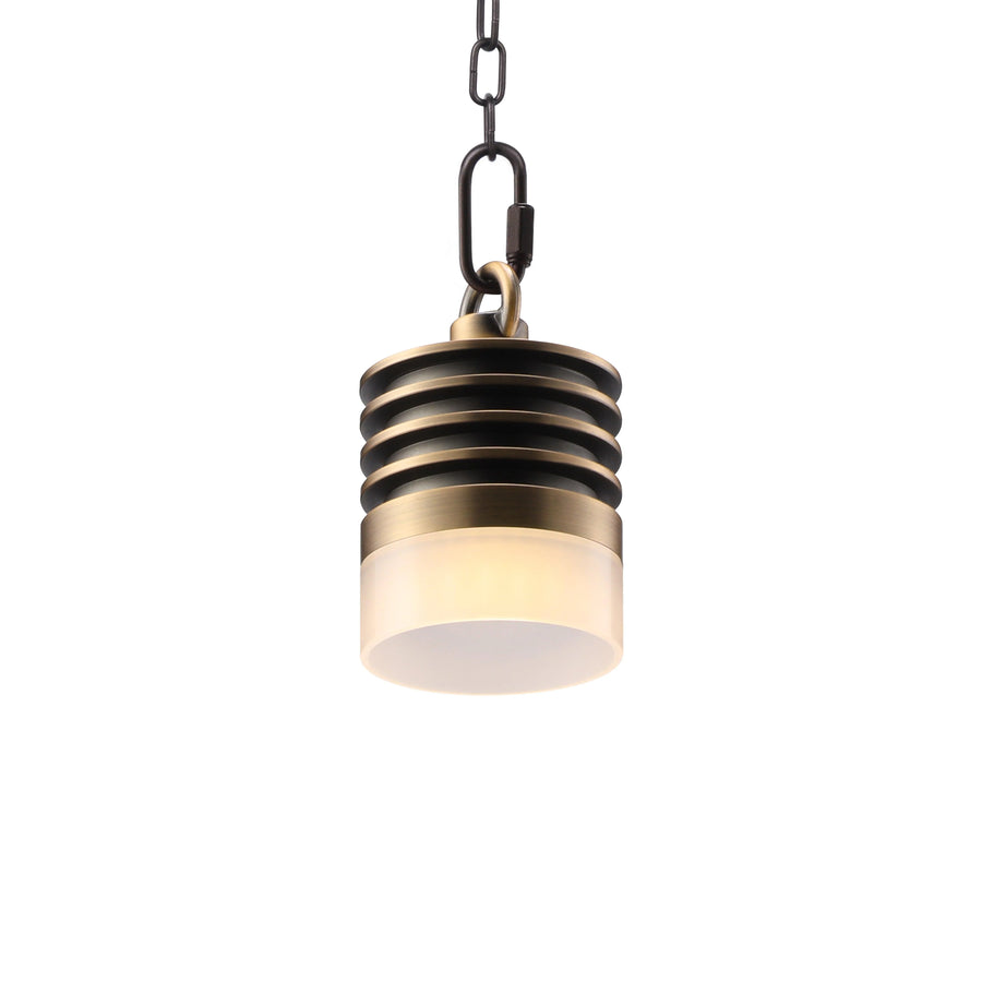 Outdoor Landscape Lighting LED 12V Low Voltage HLA01 Calvo Low Voltage Brass Yellow Cylinder Pendant 4.5W 2700K Integrated LED Aluminum Light Hanging Patio Light 1 Pack